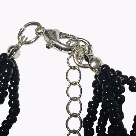 Boho Abalone Pendant Black Seed Beaded Multi Strand Statement Necklace Jewelry - Picture 6 of 8